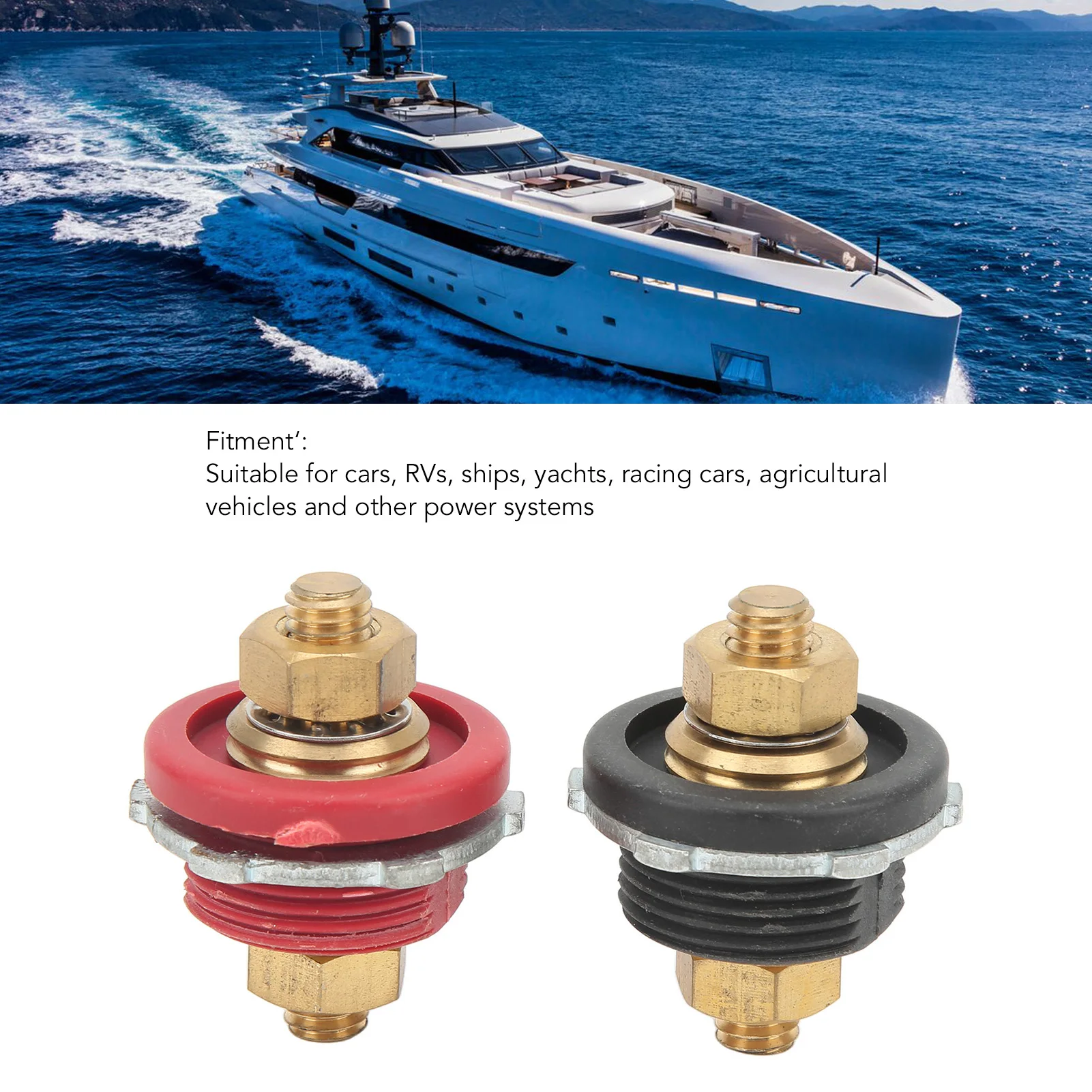 2Pcs 250A 3/8in Thru Panel Battery Terminal Connector Positive Negative Junction Stud Post for Cars RVs Ships Yachts