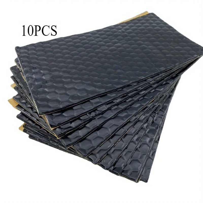 10PCS Butyl Rubber Shock-absorbing and Soundproofing Board, Self-adhesive Damping Board, Thermal Insulation and Noise Reduction