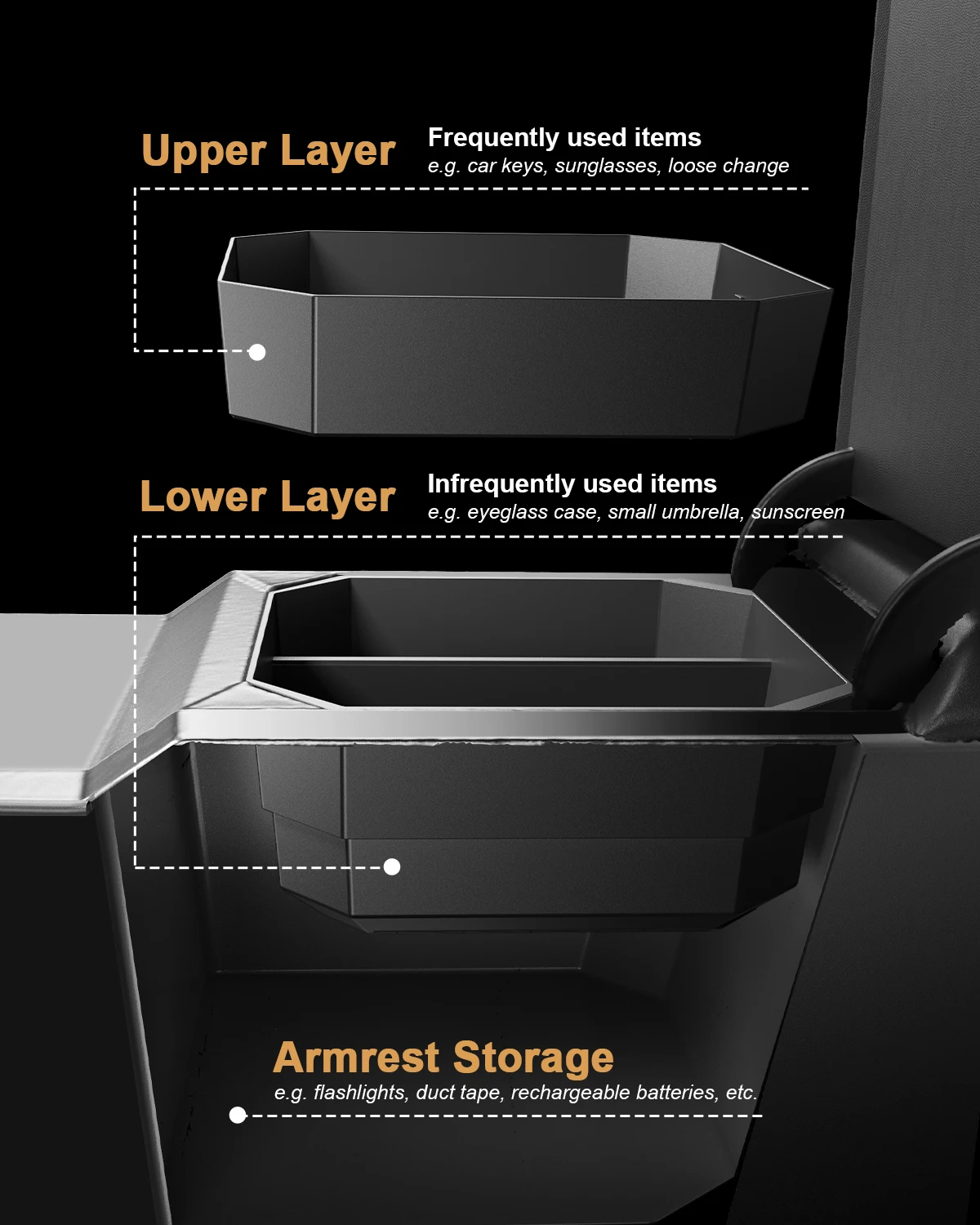 LFOTPP Car Central Storage Box for Hyundai Tucson NX4 Limited 2025 2026 Armrest Storage Box Auto Hyundai Tucson 2026 Accessories
