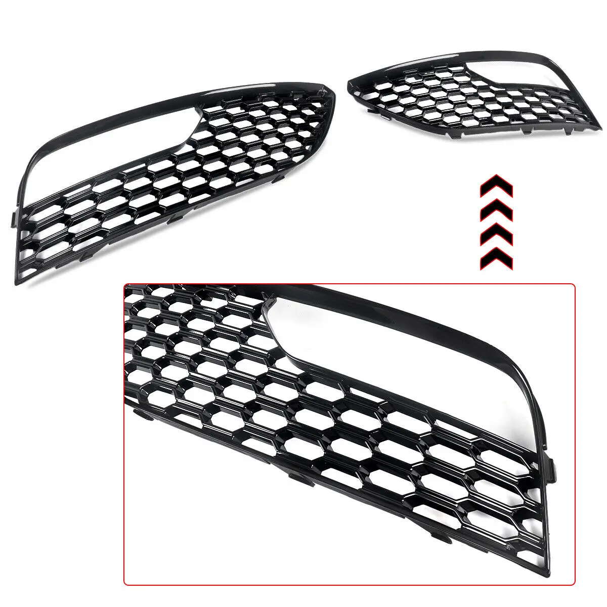 2X Honeycomb Mesh Hex For Audi A3 Standard 2013-2016 Racing Style Front Bumper Fog Light Grille 8V3807681 8V3807682 Accessories