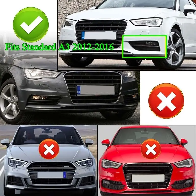 2X Honeycomb Mesh Hex For Audi A3 Standard 2013-2016 Racing Style Front Bumper Fog Light Grille 8V3807681 8V3807682 Accessories