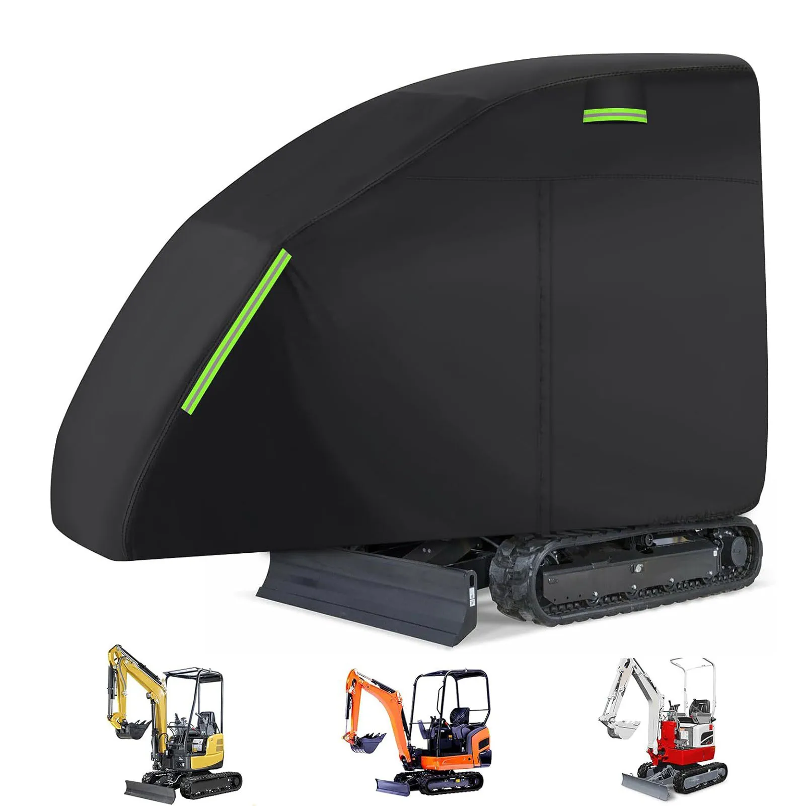 Mini Excavator Cover Fit for Bobcat E20 1760-3530lbs Water Proof 210D Oxford Fabric Zippered Exterior Accessories Black