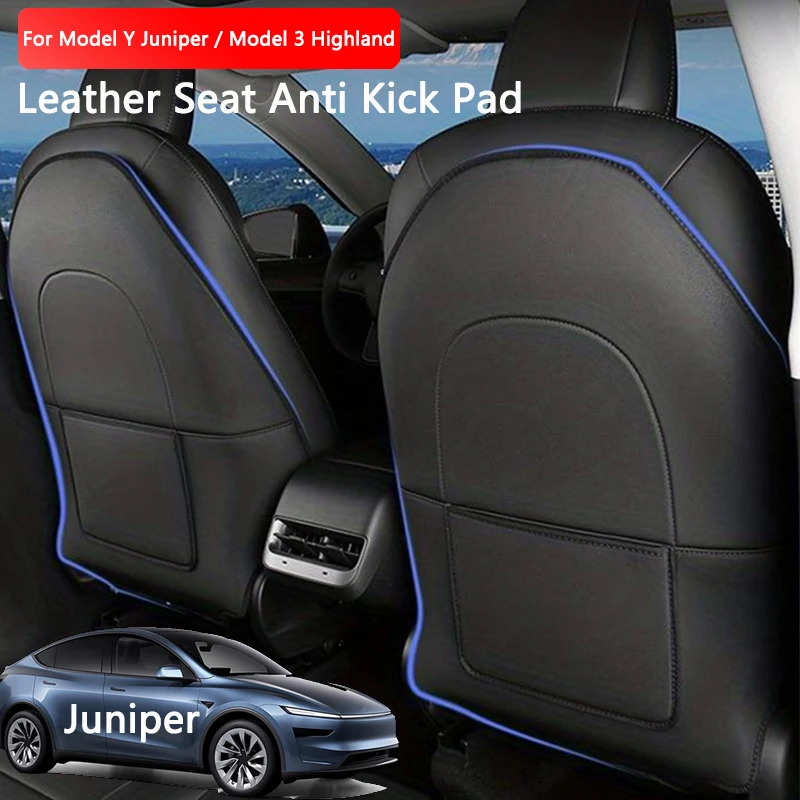 Car Seat Anti Kick Pad For Tesla Model Y Juniper Leather Full Surround Seat Back Anti Scratch Protector Car Interior Accessories