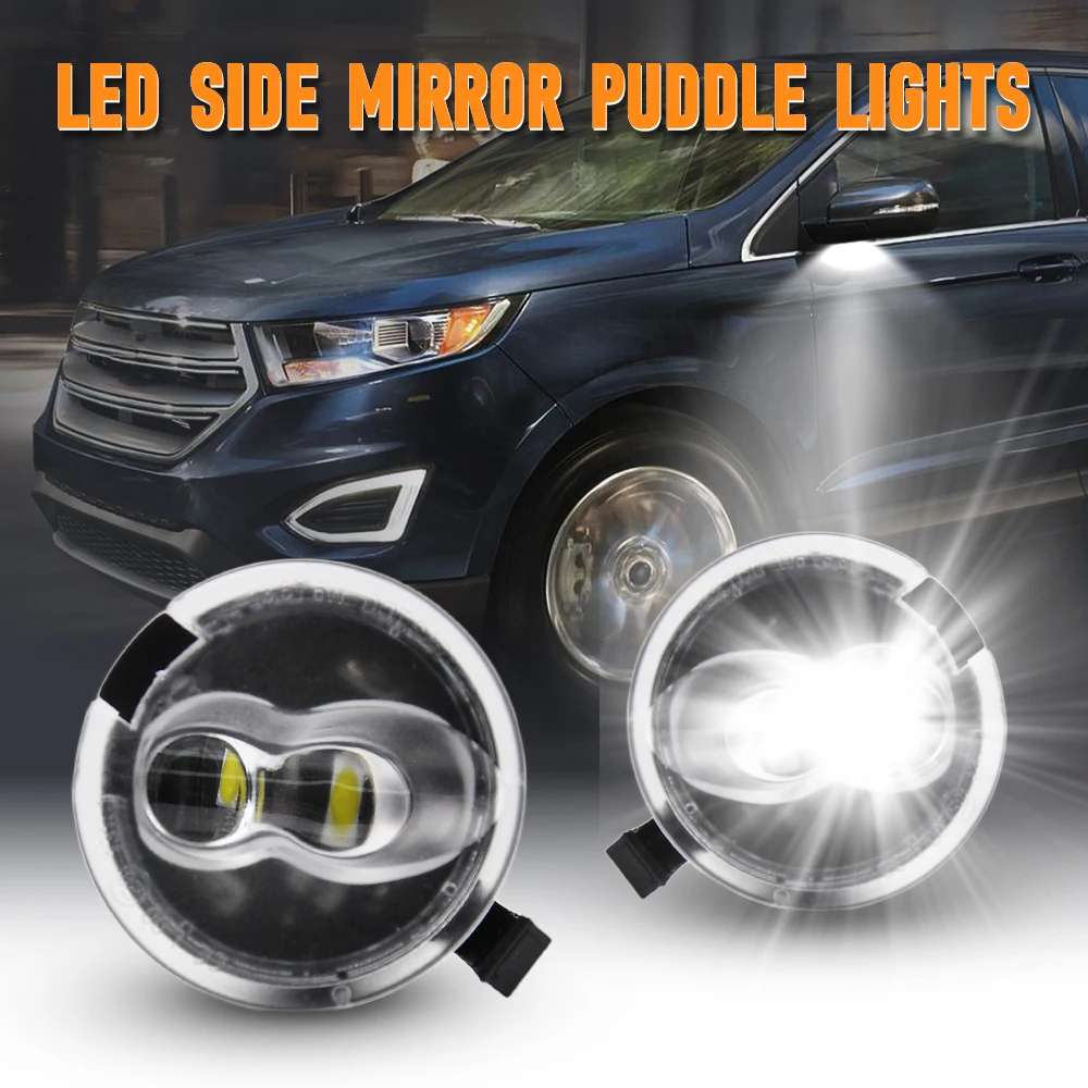 2pcs LED Side Mirror Puddle Lights 5F1Z-13B375-A For Ford Edge Expedition Explorer F-150 Fusion For Lincoln MKS MKT MKX Mercury