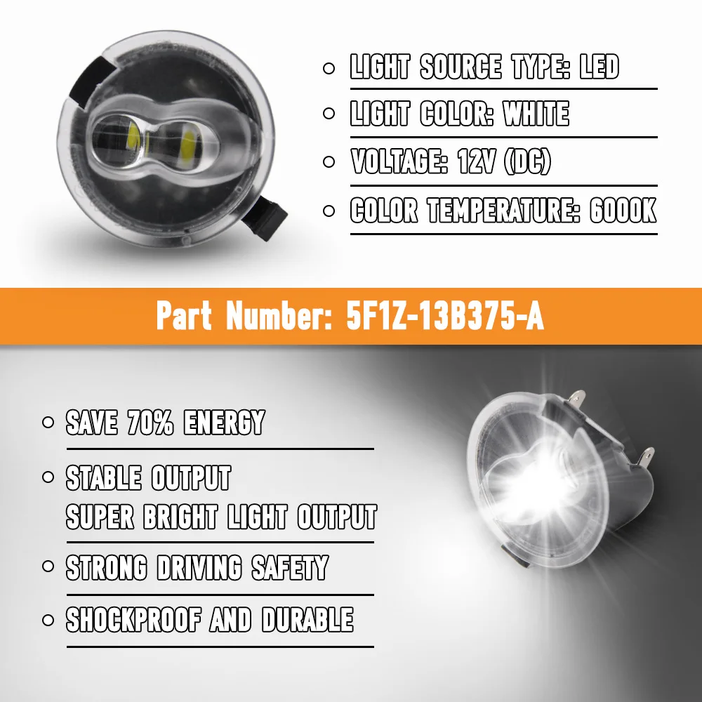 2pcs LED Side Mirror Puddle Lights 5F1Z-13B375-A For Ford Edge Expedition Explorer F-150 Fusion For Lincoln MKS MKT MKX Mercury