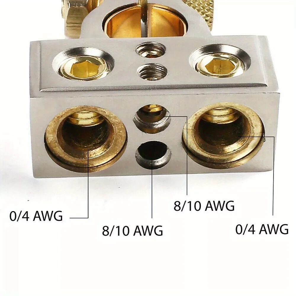 2 Car Battery Terminal Clamps with Shell and Ring 1/0 2 4 8 GA AWG Gauge Positive and Negative Ports