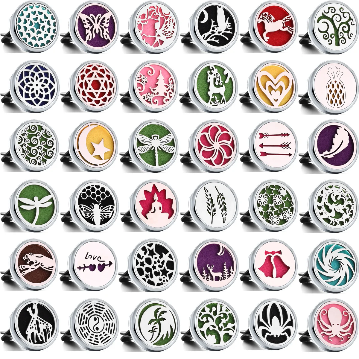 10pcs Assorted Styles Refillable Car Air Freshener Perfume Diffuser Clip, Auto Air Vent Car Interior Accessories
