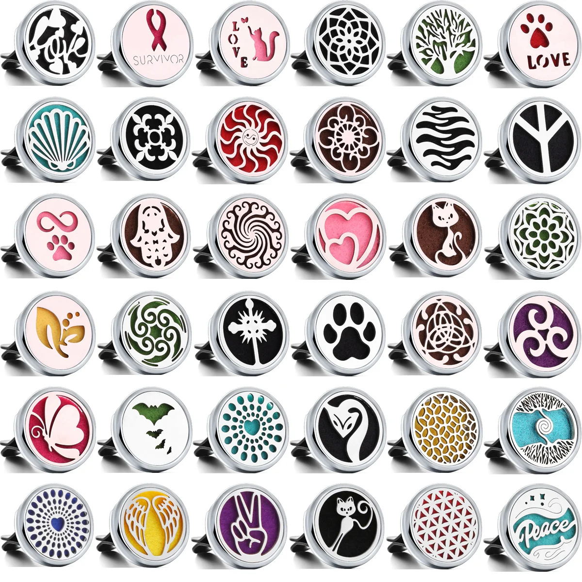 10pcs Assorted Styles Refillable Car Air Freshener Perfume Diffuser Clip, Auto Air Vent Car Interior Accessories