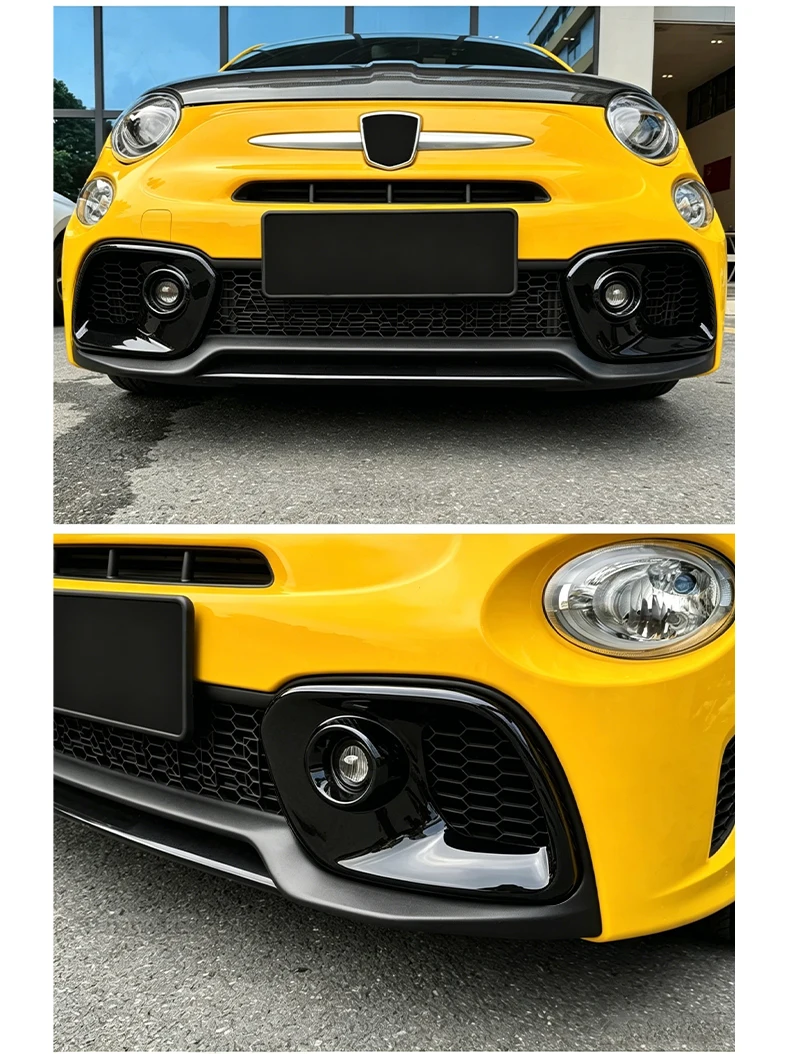 ABS Carbon Fiber / Glossy Black For Abarth 595 695 2017 -2024 LHD RHD Car Front Fog Lamp Cover Sticker 1Pair