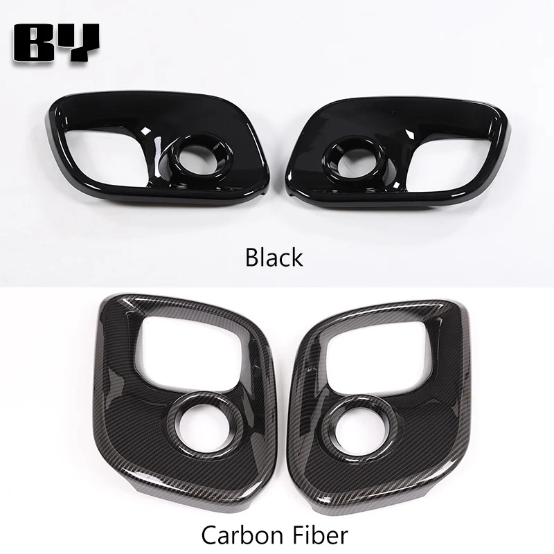ABS Carbon Fiber / Glossy Black For Abarth 595 695 2017 -2024 LHD RHD Car Front Fog Lamp Cover Sticker 1Pair