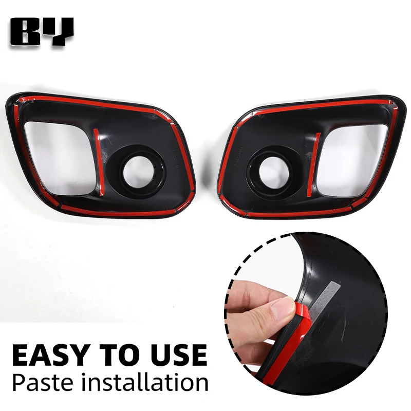 ABS Carbon Fiber / Glossy Black For Abarth 595 695 2017 -2024 LHD RHD Car Front Fog Lamp Cover Sticker 1Pair