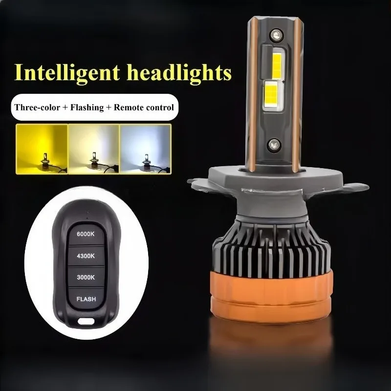 H4 LED Headlights With H1 H7 H11 9005 9006 HB3 HB4 6000K 4300K 3000K Three Color Remote Control for Car Headlights Lights 12V