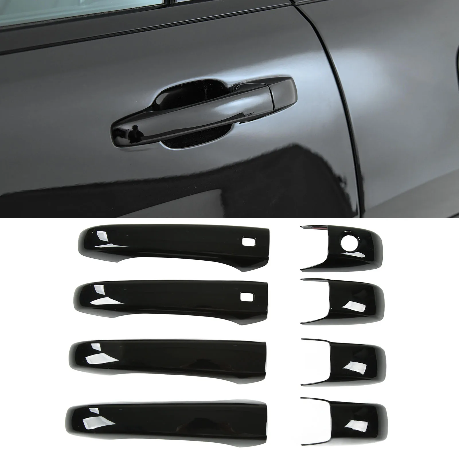 4Pcs Car Exterior Door Handle Cover Glossy Black Replacement Compatible with Jeep Grand Cherokee WK2 WL 2011-2022