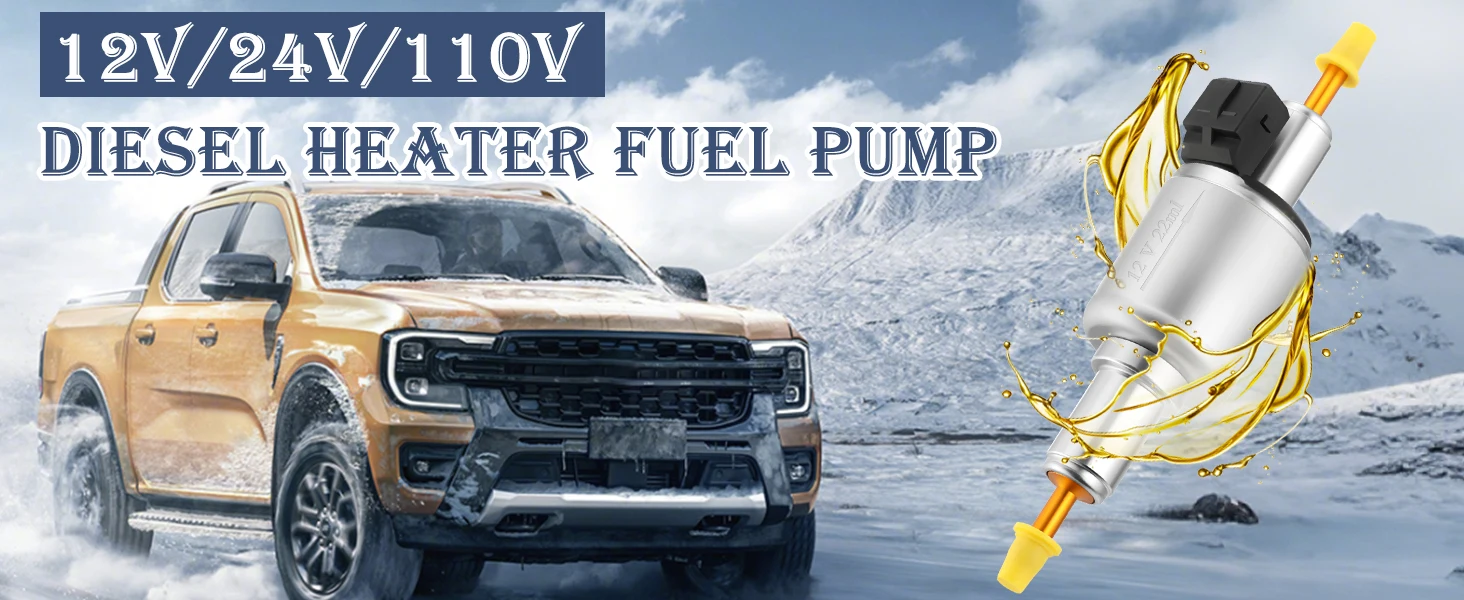Diesel Heater Fuel Pump 12V/24V 22ML Quiet Electric Oil Pump for Webasto Eberspacher 2KW 5KW 8KW Air Heater