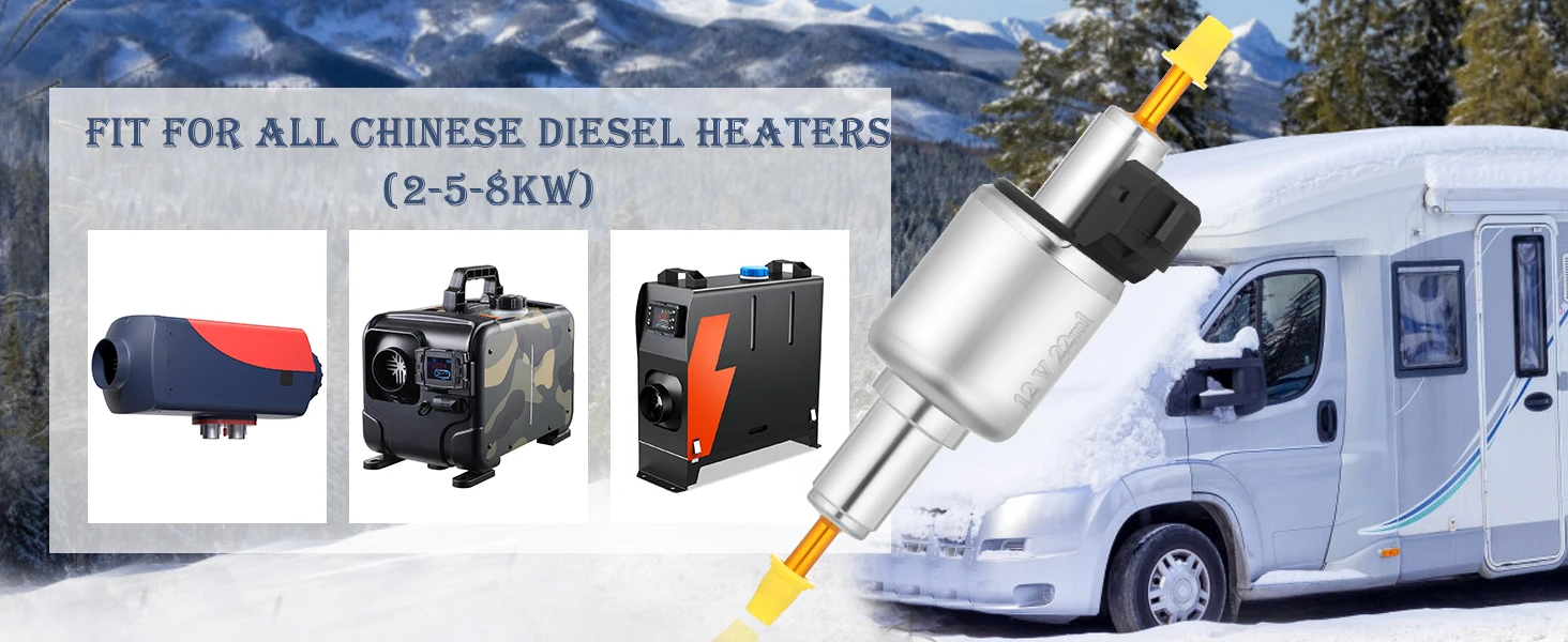 Diesel Heater Fuel Pump 12V/24V 22ML Quiet Electric Oil Pump for Webasto Eberspacher 2KW 5KW 8KW Air Heater
