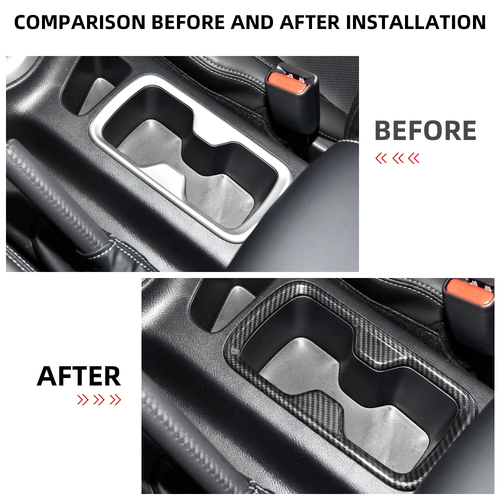 For Nissan Navara NP300 2016-2025 Car Front Water Cup Holder Frame Cover Trim Sticker Carbon Fiber Pattern Accessories