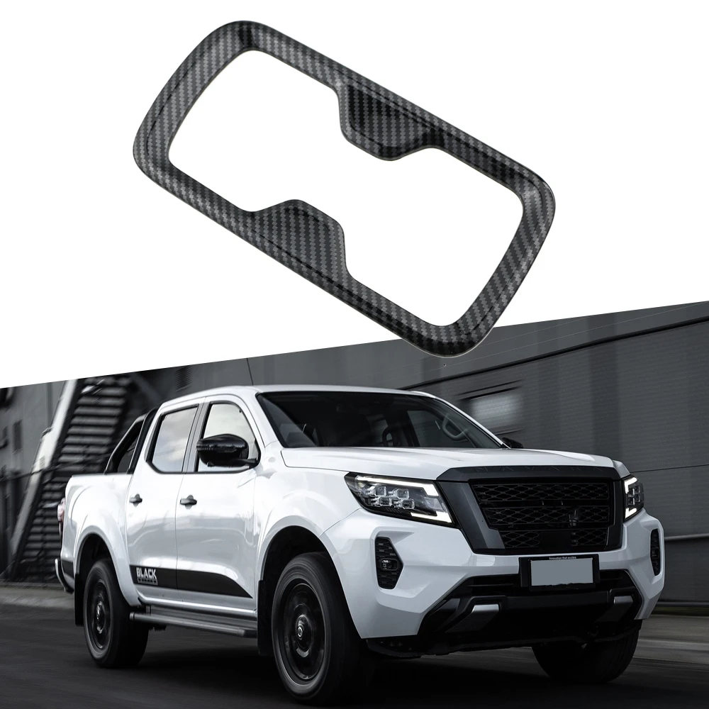 For Nissan Navara NP300 2016-2025 Car Front Water Cup Holder Frame Cover Trim Sticker Carbon Fiber Pattern Accessories