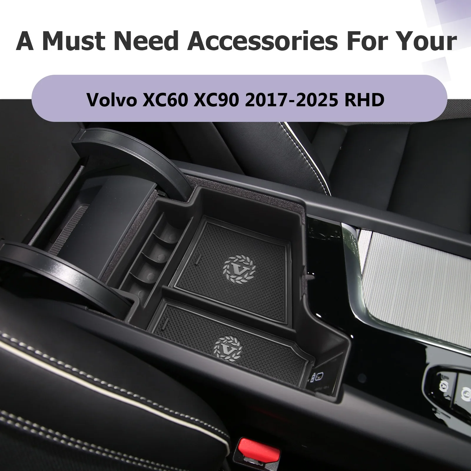 RUIYA for Volvo XC60 XC90 V60 S60 V90 S90 2017-2025 RHD Car Armrest Storage Box Auto Storage Box Volvo XC60 XC90 Accessories