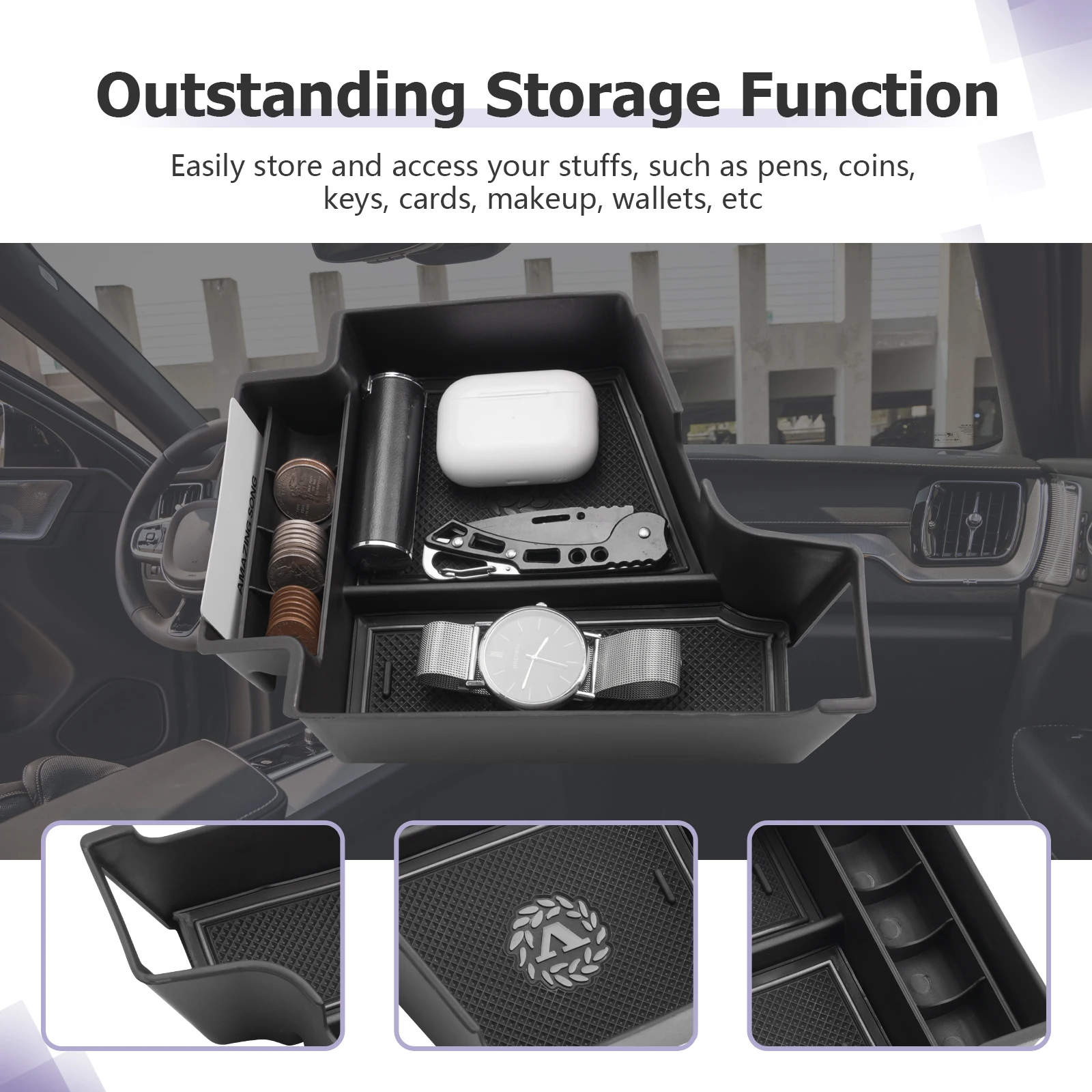 RUIYA for Volvo XC60 XC90 V60 S60 V90 S90 2017-2025 RHD Car Armrest Storage Box Auto Storage Box Volvo XC60 XC90 Accessories