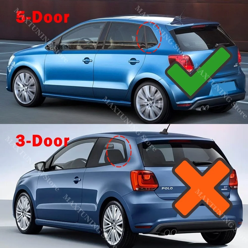 2pcs Gloss Black Rear Side Window Shutter Louver Cover Trim For Volkswagen Polo MK5 6R 6C GTI TSI TDI 2009-2017 5-Door Hatchback