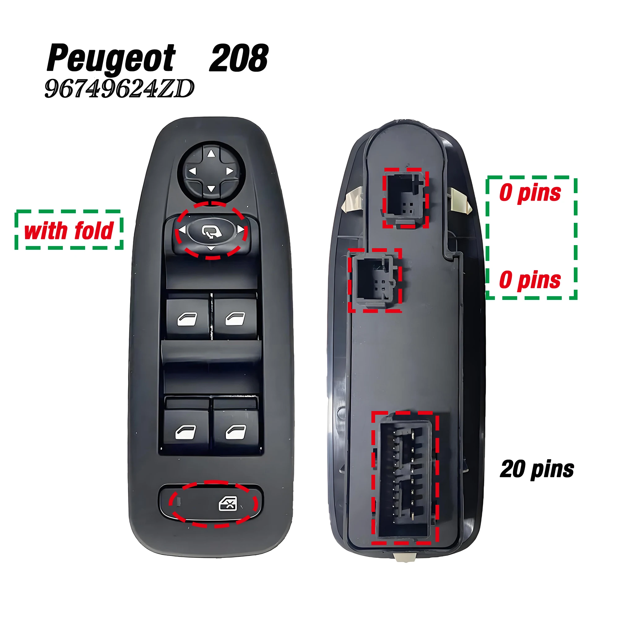 96749624ZD For Peugeot 208 2008 Hatchback 2013 2014 2015 2016 2017 2018 2019,Left Driver Side Master Power Window Control Switch