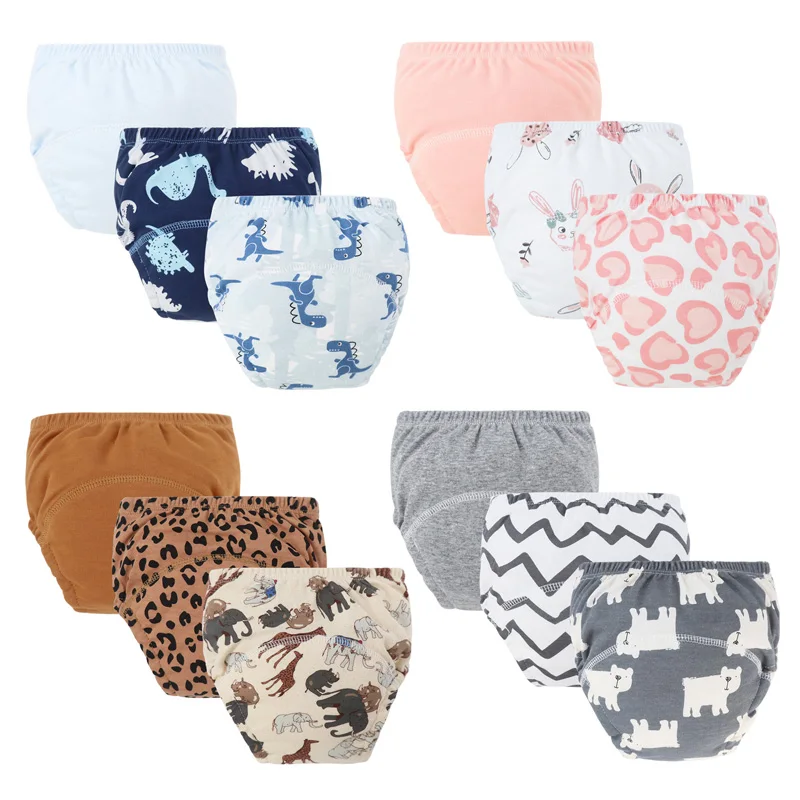 3Pcs Baby Diaper Training Pants for Girls Boys Washable Nappies Infant Cloth Diapers Reusable Kids Underwear Toddler Shorts