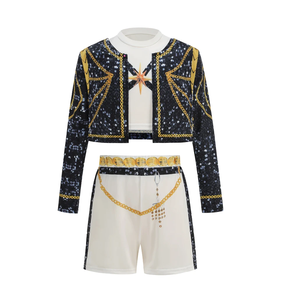 New Girls 3 PCS Set Halloween Cosplay Top Jacket Skirt Shorts Dance Role Play Singer Show Outfit Stage Performance Costume