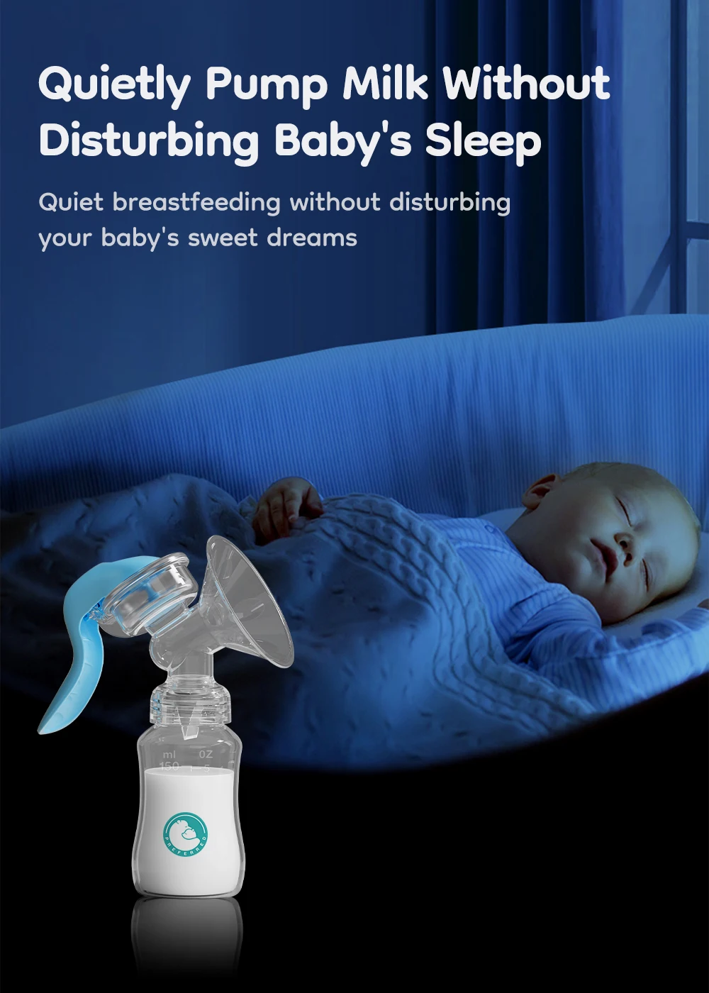 Manual Breast Pump Food Grade Silicone BPA-Free Portable Breastfeeding Milk Extractor With Soft Cushion&Gentle Suction MB7
