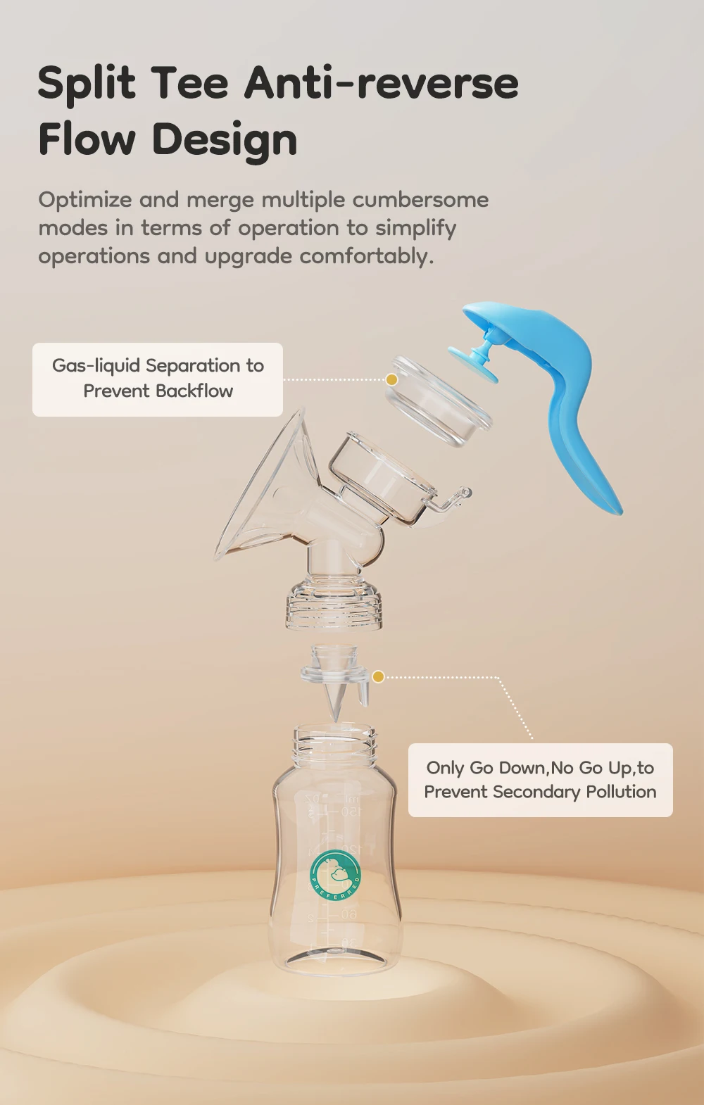 Manual Breast Pump Food Grade Silicone BPA-Free Portable Breastfeeding Milk Extractor With Soft Cushion&Gentle Suction MB7
