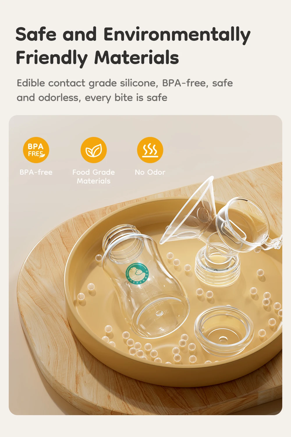 Manual Breast Pump Food Grade Silicone BPA-Free Portable Breastfeeding Milk Extractor With Soft Cushion&Gentle Suction MB7