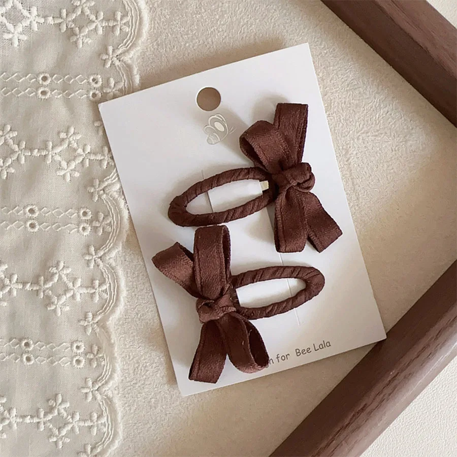 Baby Hair Clips New Autumn and Winter Leaf Color Series Cotton Belt Bow Children's BB Clips Bangs Hairclips Side Hair Accessory