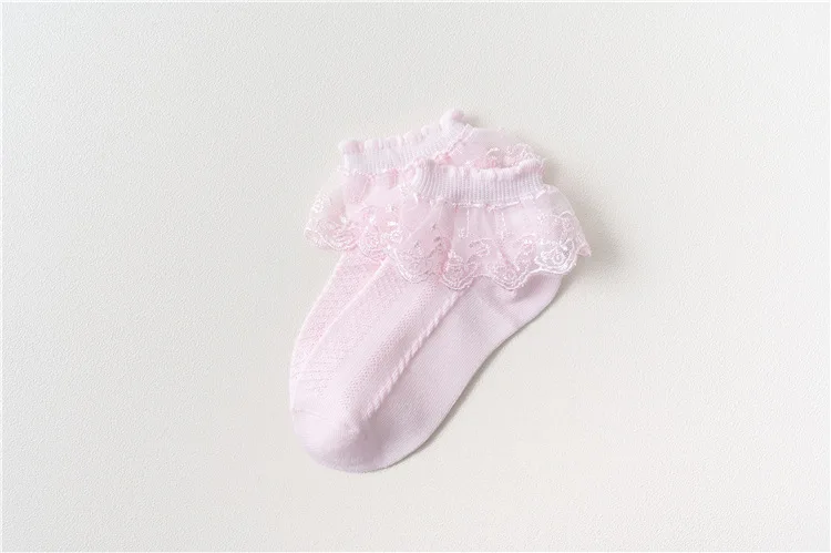 10 Pairs/lot Baby Girls Kids Socks Lace Ruffle Princess Mesh Children Ankle Short Breathable Cotton White Pink Blue Toddler Sock
