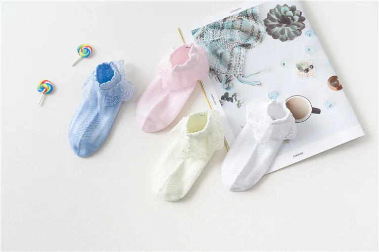 10 Pairs/lot Baby Girls Kids Socks Lace Ruffle Princess Mesh Children Ankle Short Breathable Cotton White Pink Blue Toddler Sock