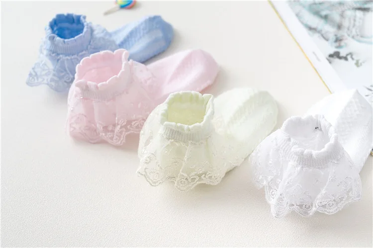 10 Pairs/lot Baby Girls Kids Socks Lace Ruffle Princess Mesh Children Ankle Short Breathable Cotton White Pink Blue Toddler Sock