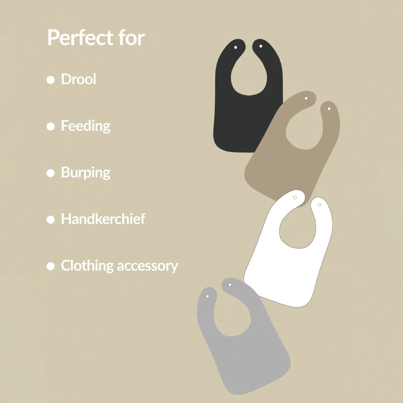 3Pcs/4Pcs Terry Cloth Waterproof Bibs for Babies Feeding Bibs Soild Color Waterproof Towel Kids Bandanas Burp Cloths