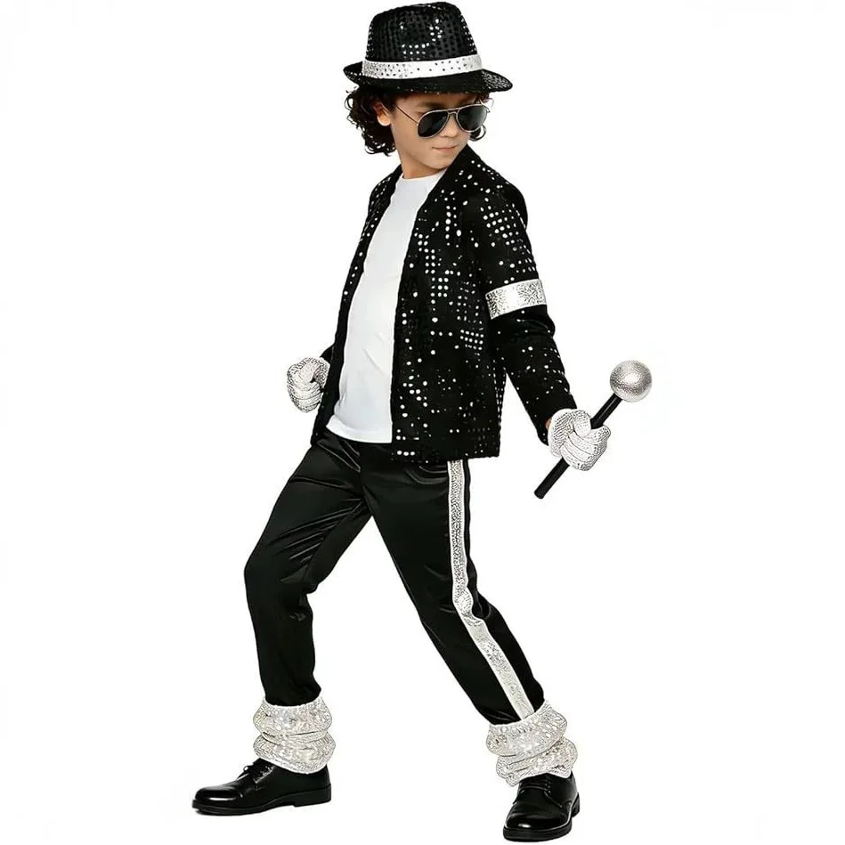 Kids Halloween Cosplay Superstar Singer Michael Jackson Clothes Dance Performance Children's Costume Boys Girls Outfits