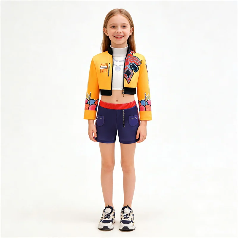 Girls Cartoon Cosplay Sets Children Fashion Stage Performance Clothing Outfits Kids Movie Role-playing Costume Suits 3-12 Years