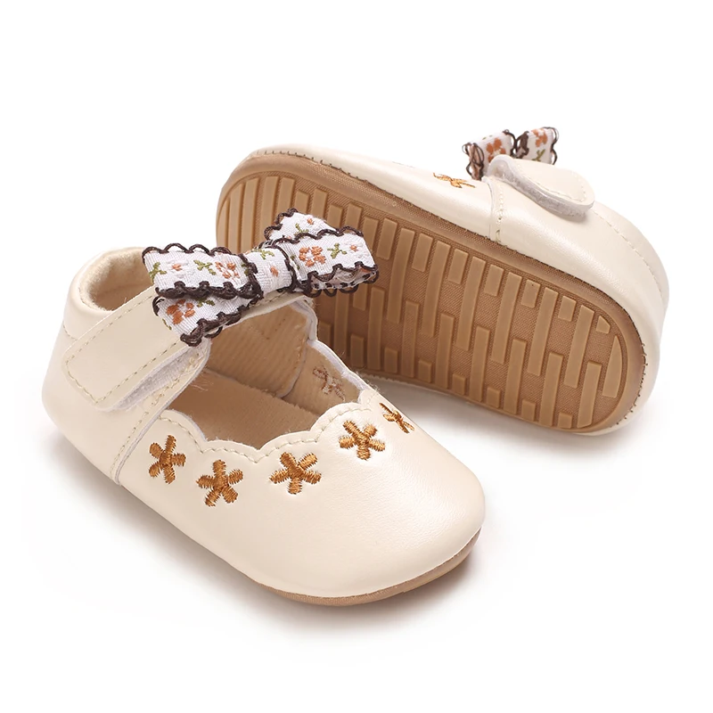 0-1Year Baby Shoes Infant Pre-Walker Shoes Girls Princess Bow Shoes Cute Breathable Flower Soft Sole Casual Sports Footwear