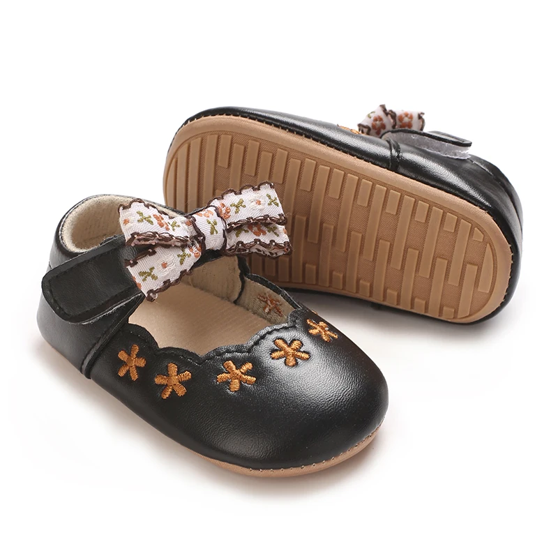 0-1Year Baby Shoes Infant Pre-Walker Shoes Girls Princess Bow Shoes Cute Breathable Flower Soft Sole Casual Sports Footwear