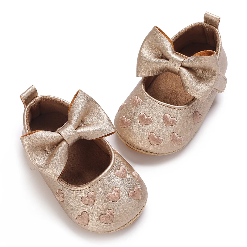 0-1Year Baby Shoes Infant Pre-Walker Shoes Girls Princess Bow Shoes Cute Breathable Flower Soft Sole Casual Sports Footwear