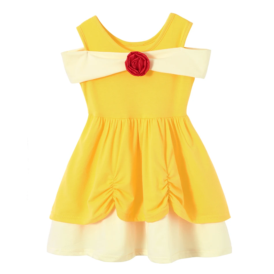 Children's Casual Dress for Girls Mermaid Rapunzel Dress One-Shoulder Sling Short Sleeve Princess Costume Summer Casual Vest