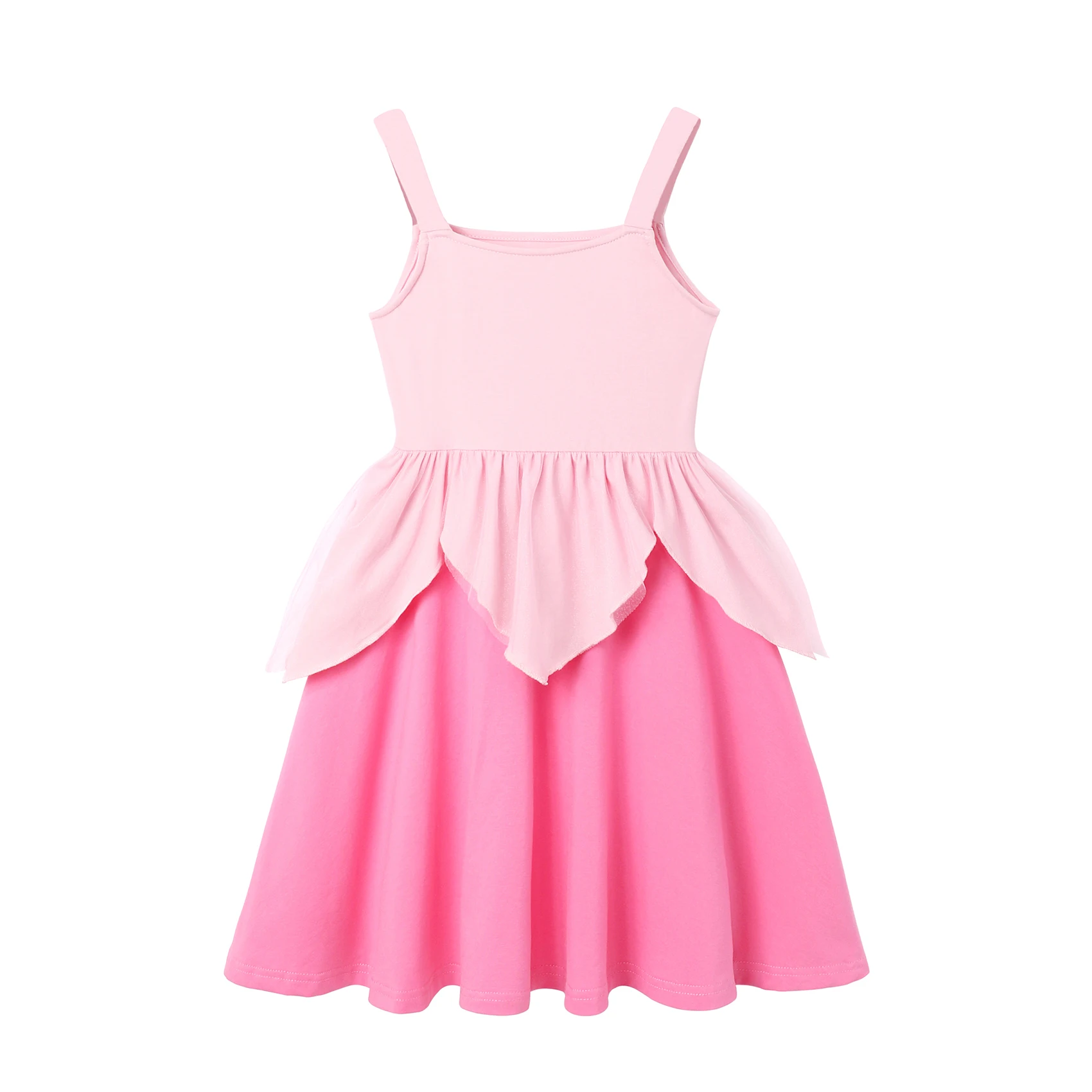 Children's Casual Dress for Girls Mermaid Rapunzel Dress One-Shoulder Sling Short Sleeve Princess Costume Summer Casual Vest