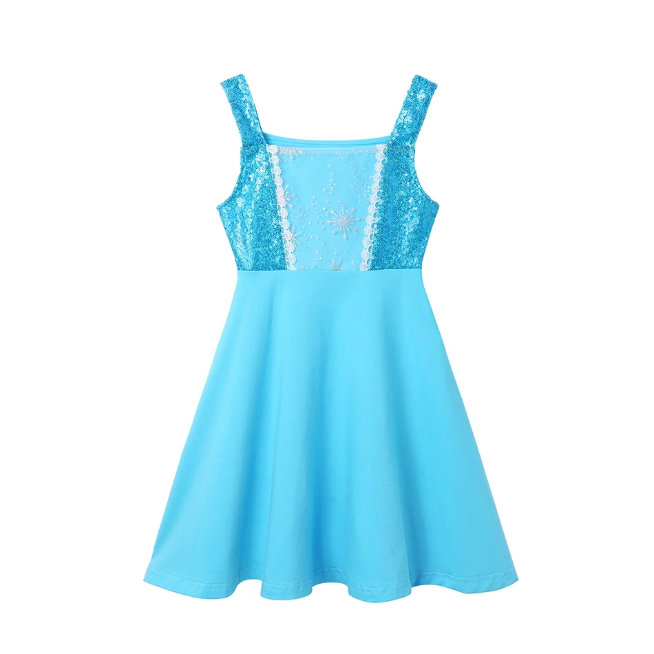 Children's Casual Dress for Girls Mermaid Rapunzel Dress One-Shoulder Sling Short Sleeve Princess Costume Summer Casual Vest