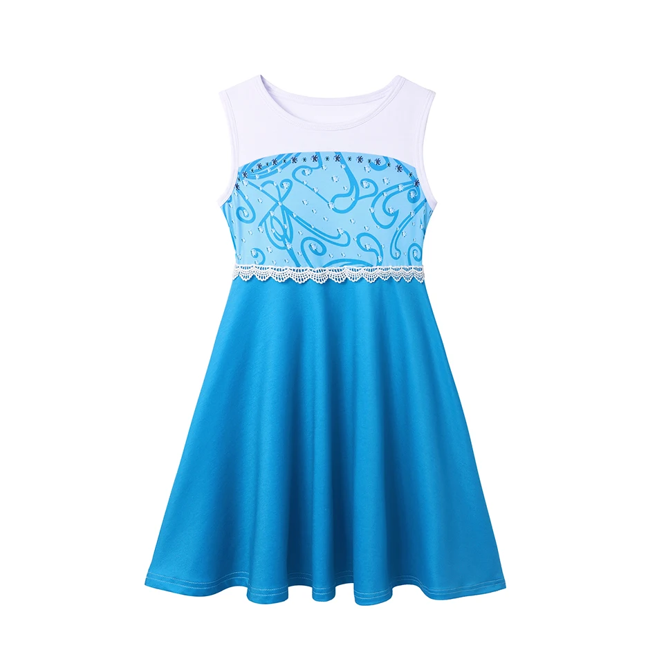 Children's Casual Dress for Girls Mermaid Rapunzel Dress One-Shoulder Sling Short Sleeve Princess Costume Summer Casual Vest