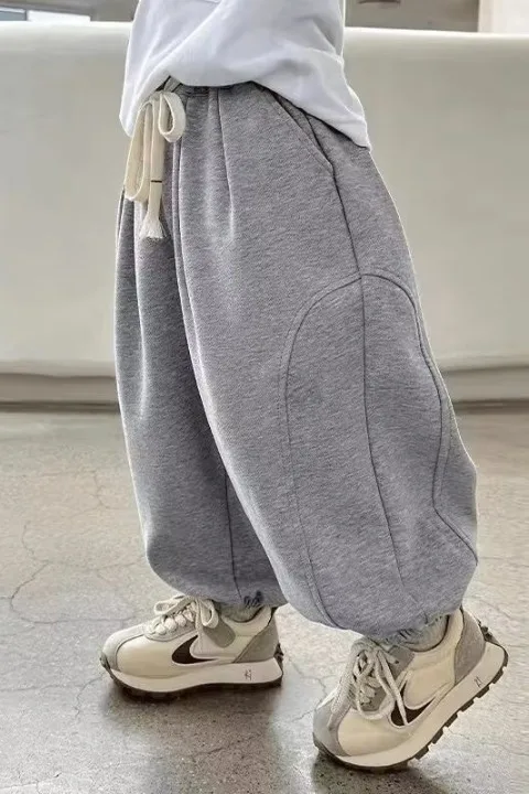 Children Clothes Boys Casual Pants Spring Autumn 2026 New Fashionable Solid Color Simple Kids Loose Simple Full Length Pants