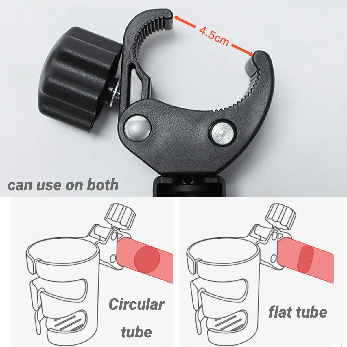 360 Degrees Rotation Drink Holder for Bike Pushchair Wheelchair Walker Bicycle Fits Most Cups Gifts for Relatives
