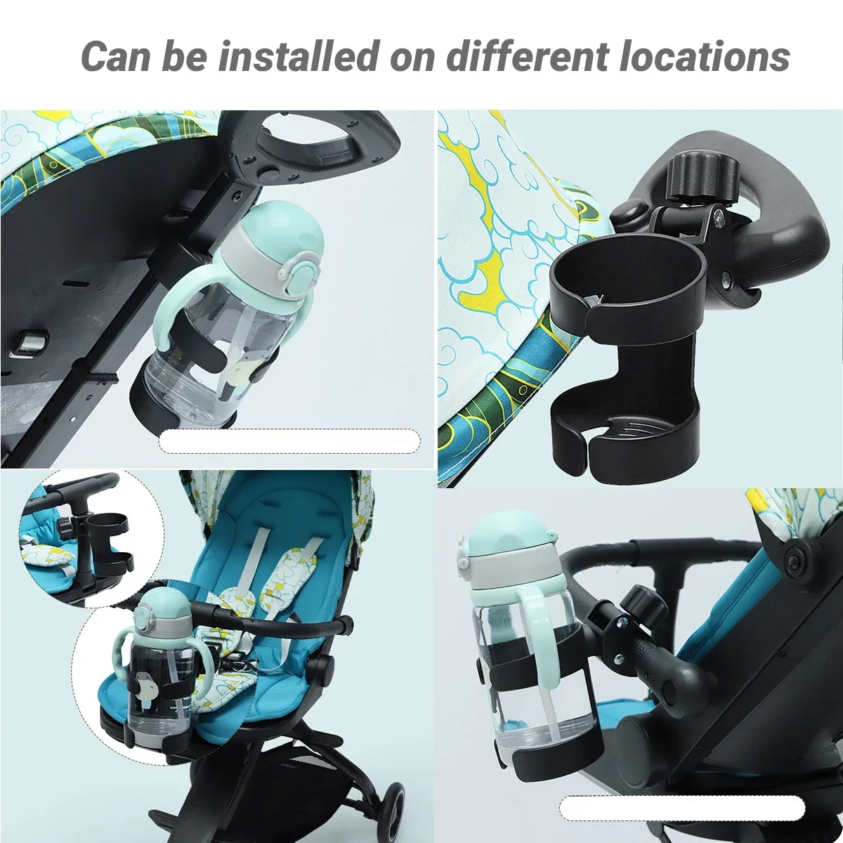 360 Degrees Rotation Drink Holder for Bike Pushchair Wheelchair Walker Bicycle Fits Most Cups Gifts for Relatives