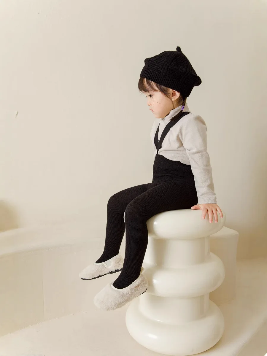 Baby Girl Boys Stocking Toddler Knit Tights Newborn Suspender Tights Pantyhose Solid High Waist Overall Leggings