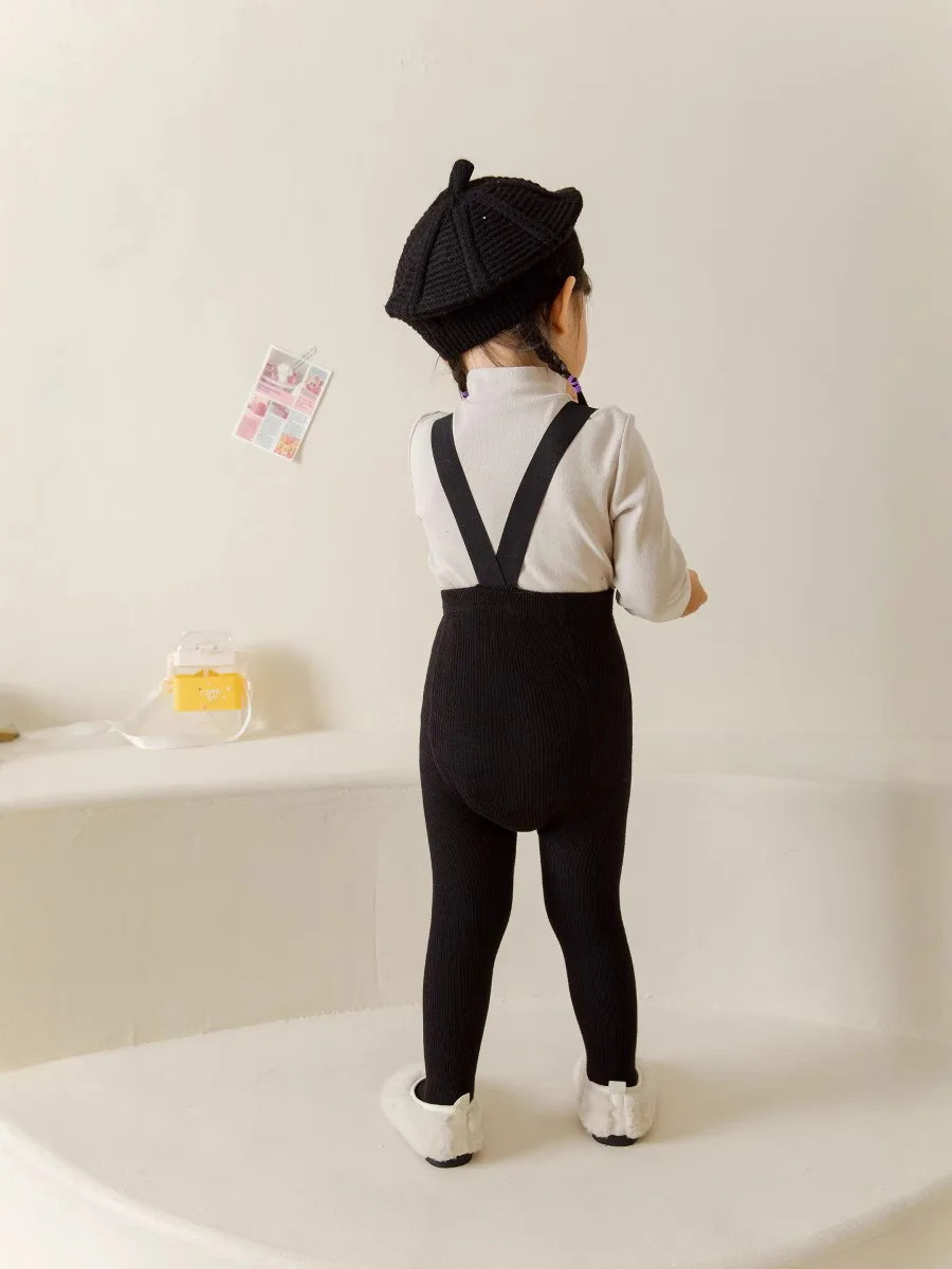 Baby Girl Boys Stocking Toddler Knit Tights Newborn Suspender Tights Pantyhose Solid High Waist Overall Leggings