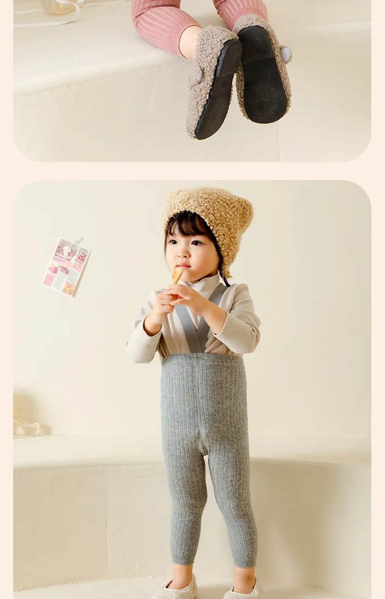 Baby Girl Boys Stocking Toddler Knit Tights Newborn Suspender Tights Pantyhose Solid High Waist Overall Leggings